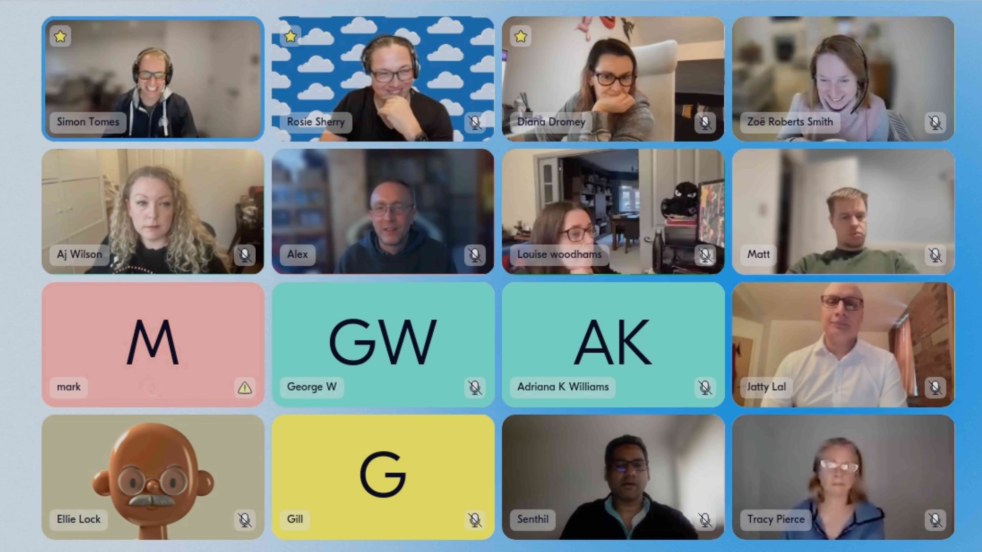 A screenshot of a virtual room of software testers who are gathered for our monthly Test Exchange event