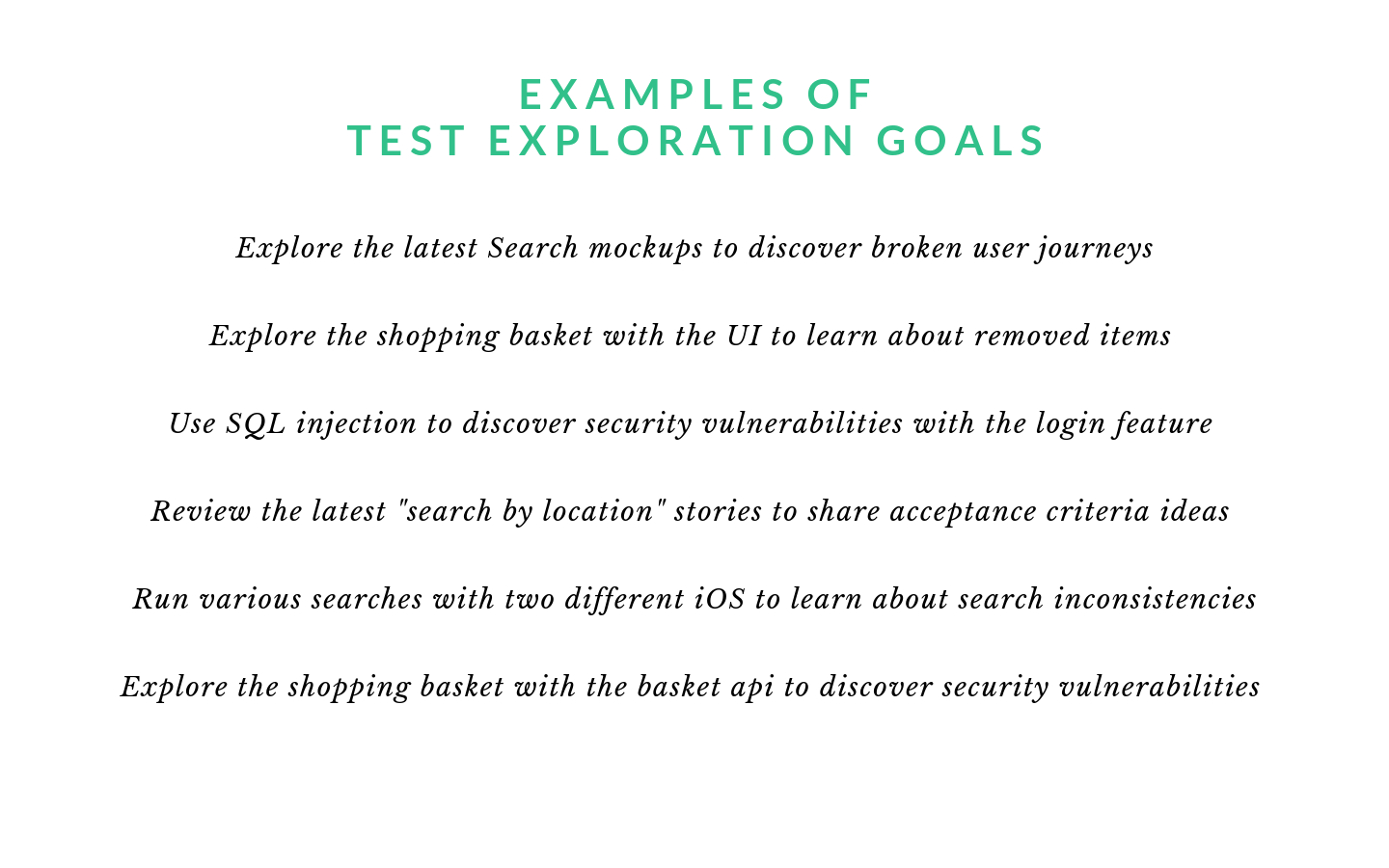 Examples of Exploratory Testing