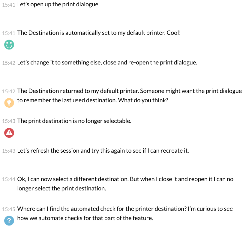 Exploratory testing notes