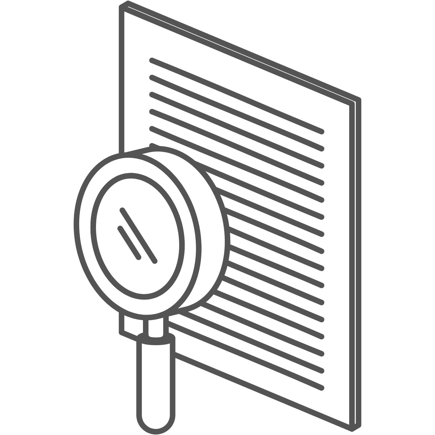 Notes with magnifying glass
